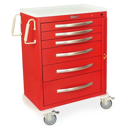 Harloff Quick Ship Lightweight Emergency Cart, Tall Height, Standard Width, Six Drawers, Breakaway Lock MPA3030B06Q